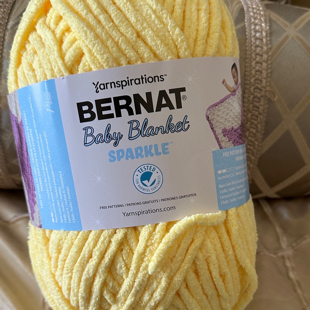 Bernat Baby Blanket Sunshine Sparkle Yarn 1 left